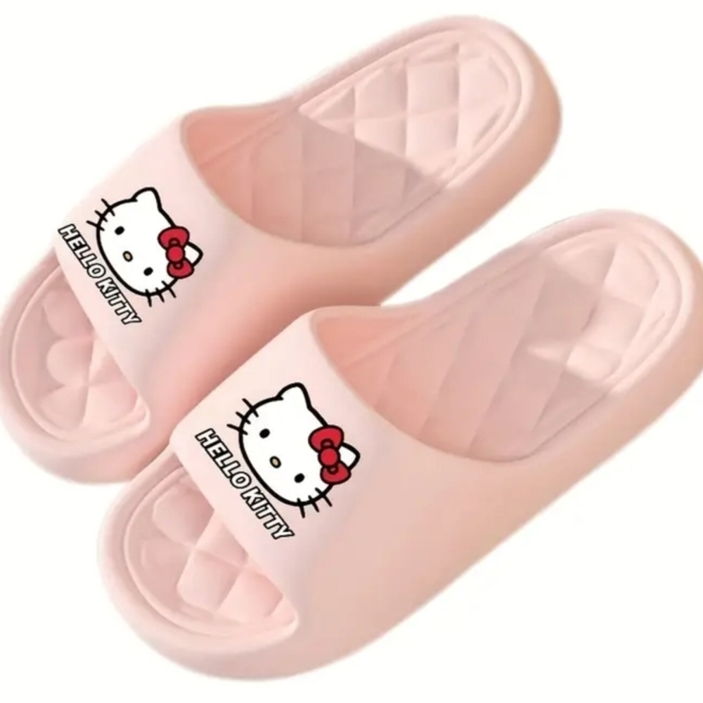 Cute Hello Kitty Pink Slippers - Size 8-8.5